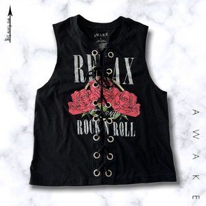 AWAKE Split Front Graphic Muscle Tee